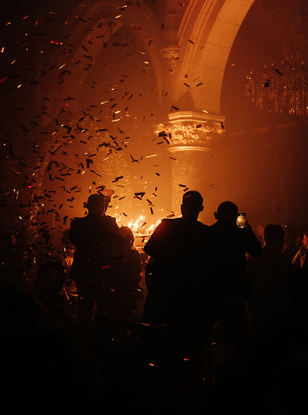 Club atmosphere with confetti